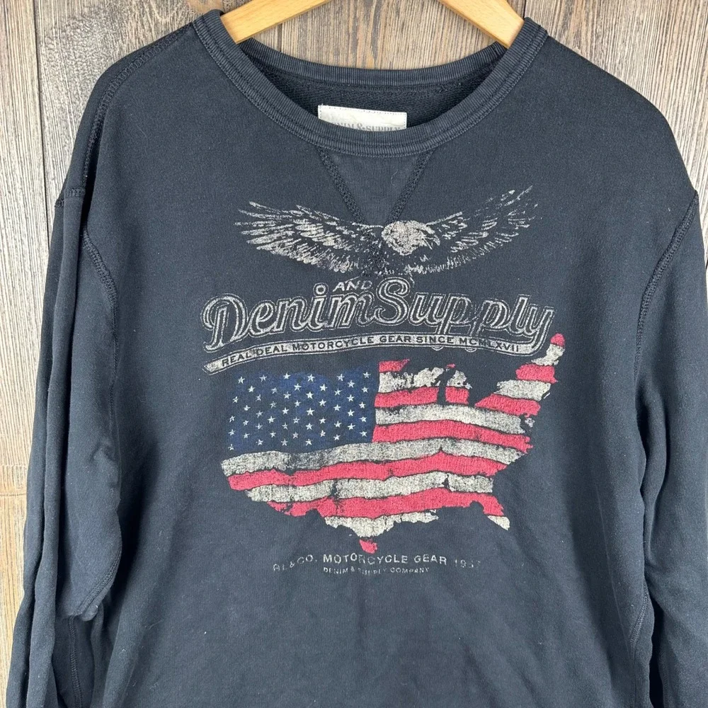 Denim & Supply Ralph Lauren Graphic Sweatshirt USA Flag Eagle Mens Size XL - Picture 3 of 6